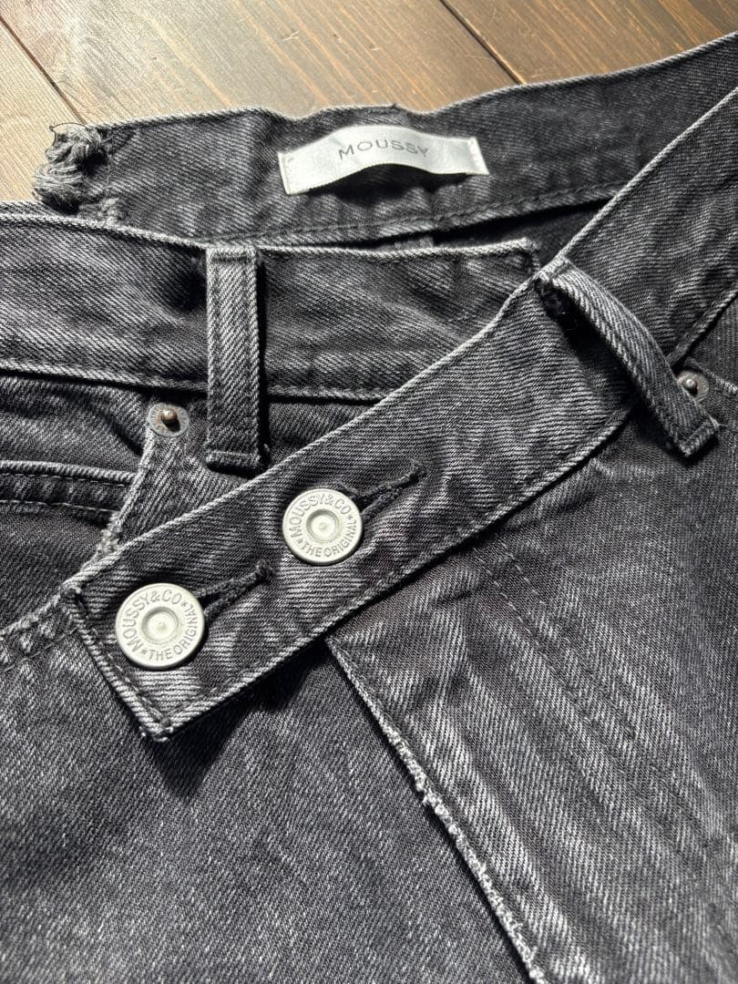 moussy CROSS WAIST WIDE STRAIGHT ブラック