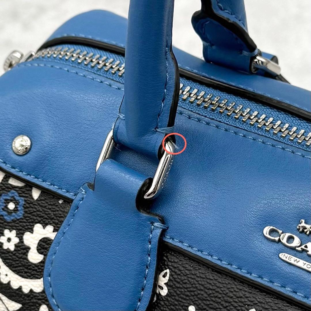 良品 COACH 2way ミニボストンバッグ PVC ペイズリー × 蝶々