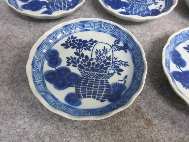 伊万里焼花篭手印判小皿5枚 [B26525]