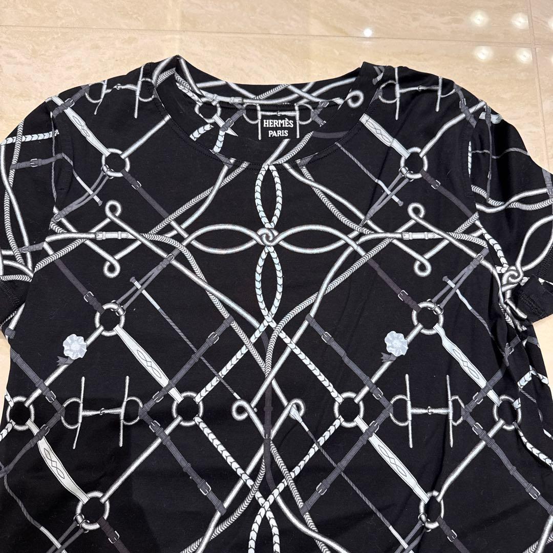 HERMES 幾何学模様 半袖ワンピース 36