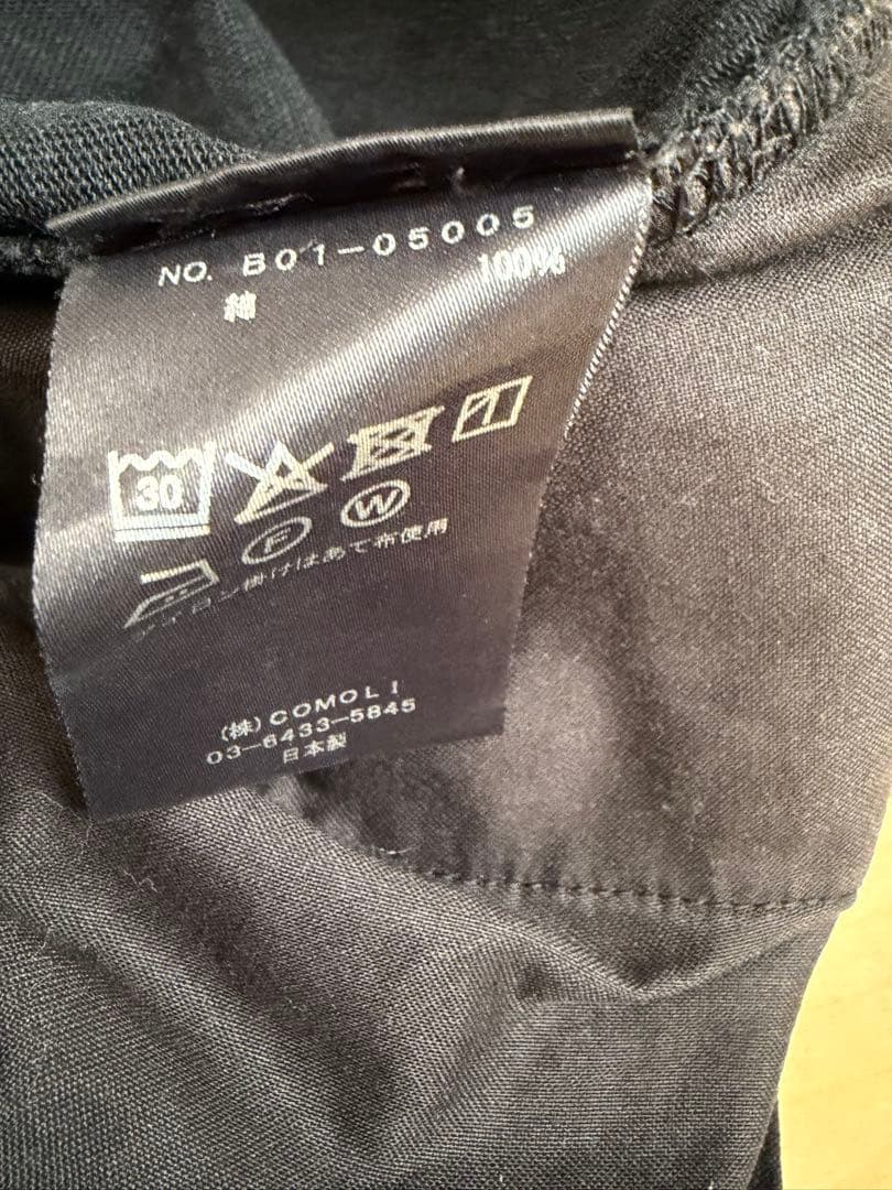 COMOLI 25SS コットンジャージ ニータックパンツ ブラック サイズ1