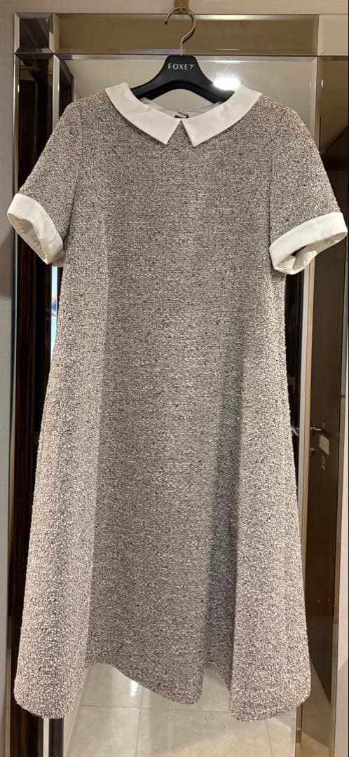 【美品】FOXEY NEW YORK 襟付きひざ丈ワンピース 38