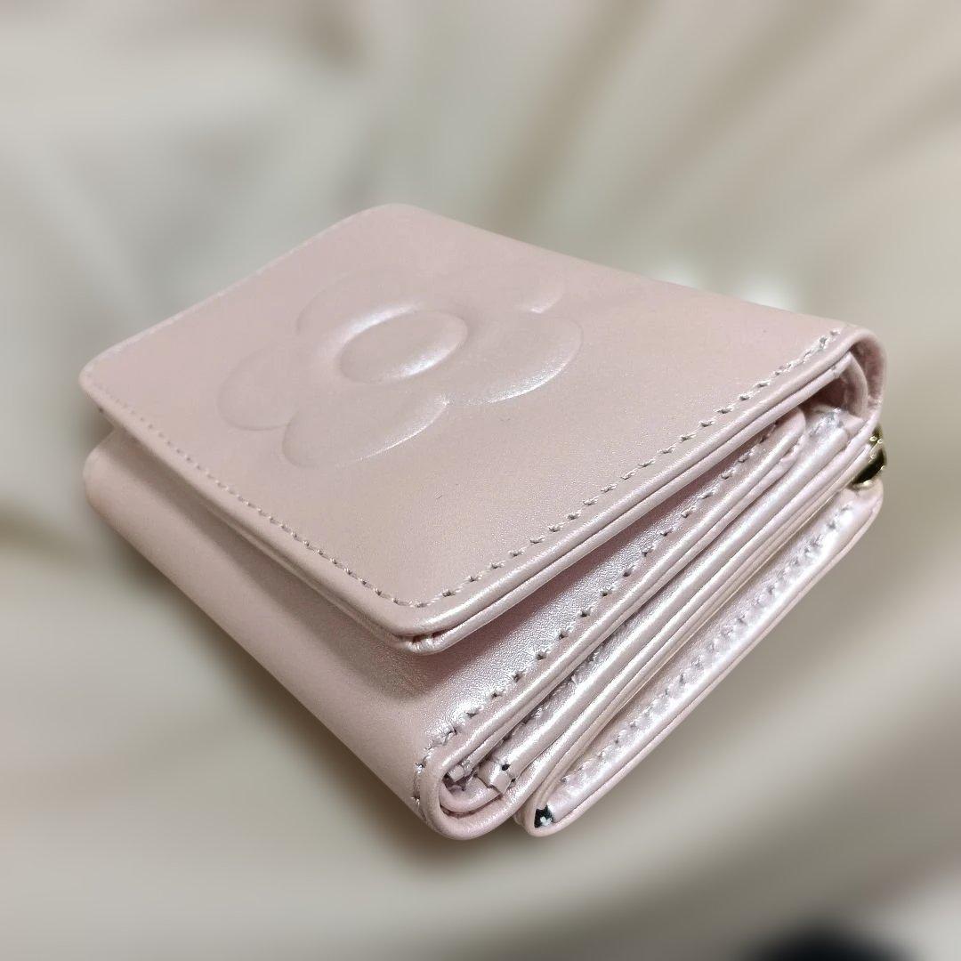 【美品】マリークワント 三つ折財布 パール ピンク 財布 MARY QUANT