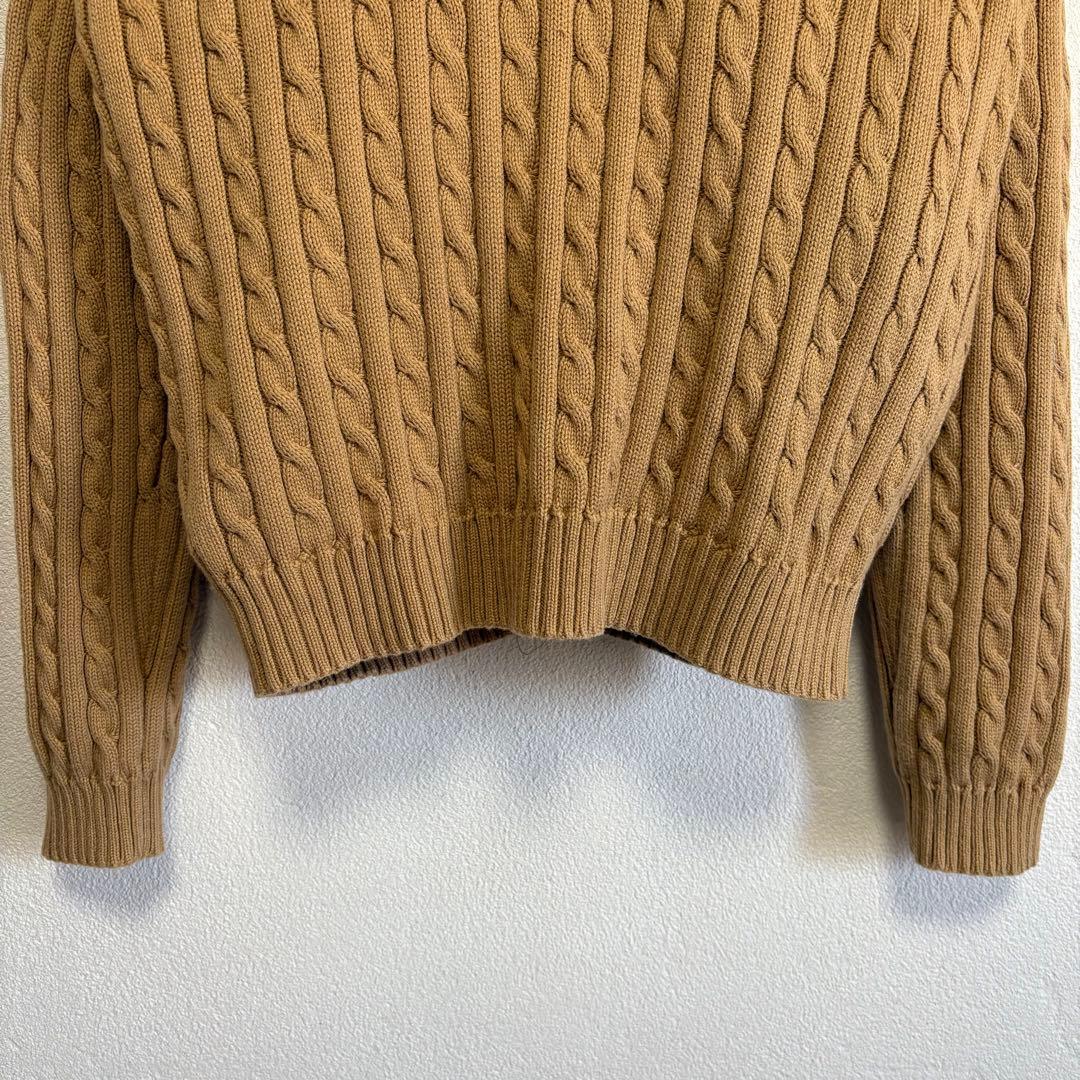 LAUREN RALPH LAUREN ケーブルニット ジップベージュ サイズM