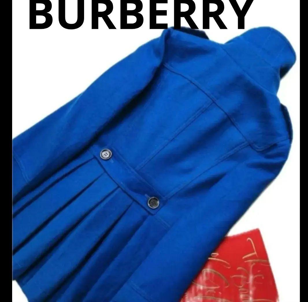 【ラスト！】BURBERRYライダース風プリーツコート★ターコイズブルーS