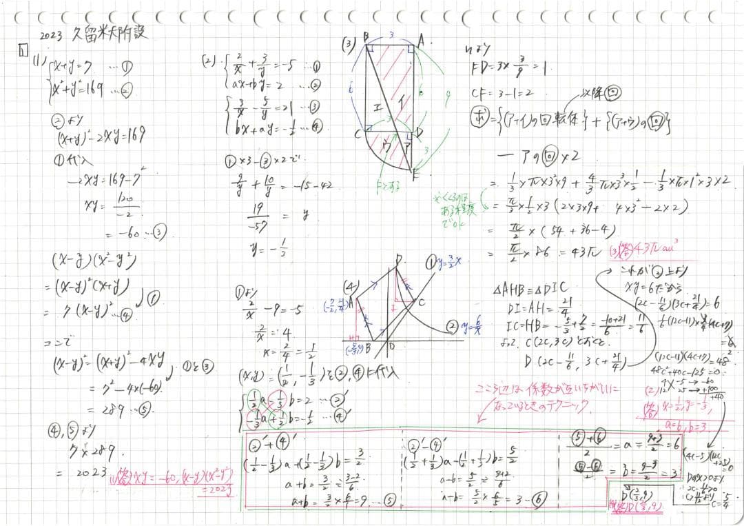 限定3割引塾講師オリジナル数学解説 久留米附設 高校入試 過去問 2008-25