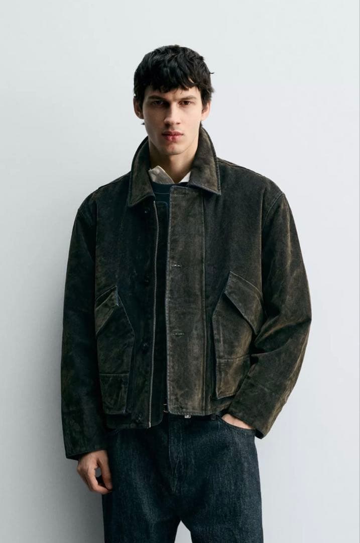 【完売品】Zara ザラ　ベロアツイルジャケット