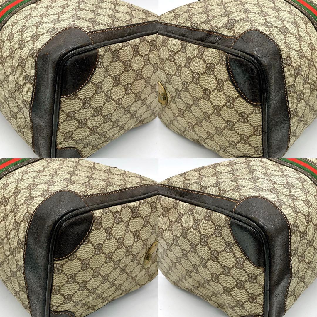 【GUCCI】ボストンバッグ　シェリーライン　GGスプリーム　ブラウン