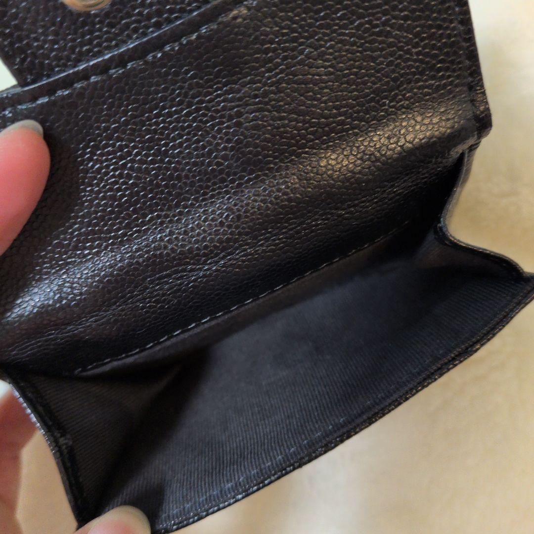 CHANEL ブラックレザー 三つ折り財布