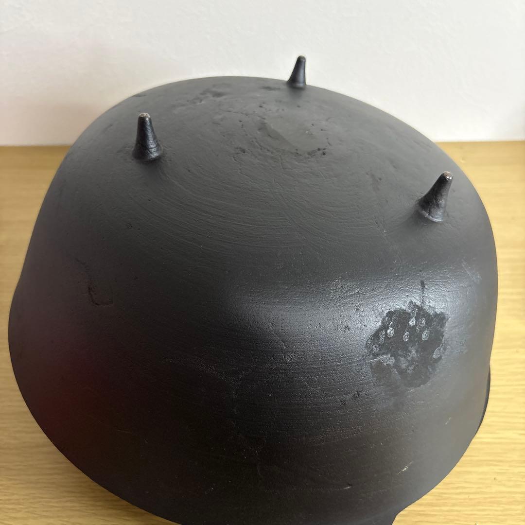 【希少】 33cm 南部鉄器 いろり鍋 木製ふた付き 木製お玉付き 持ち手付き