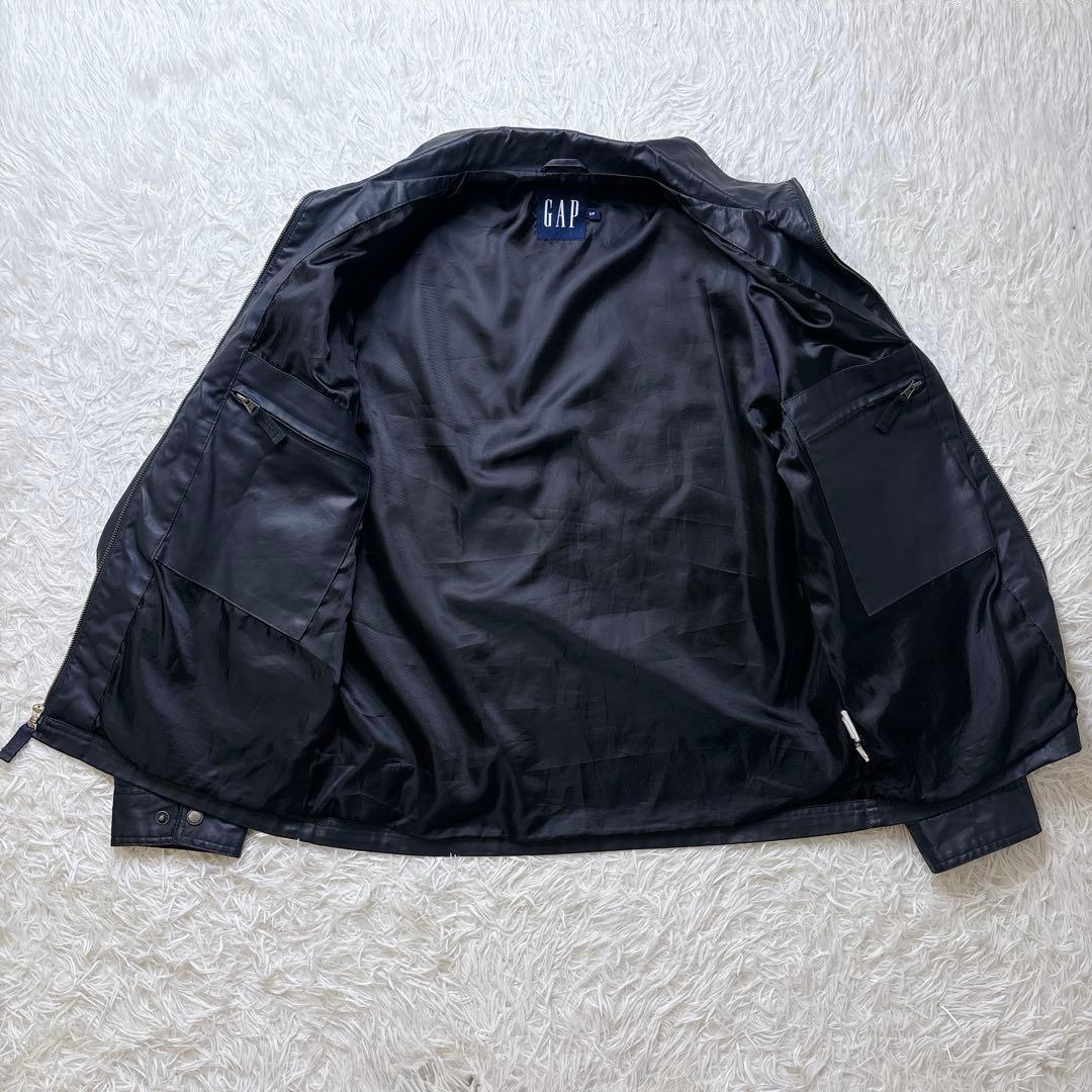 OLD GAP 00s フェイクレザー ブルゾン 黒 コーティングコットン PU
