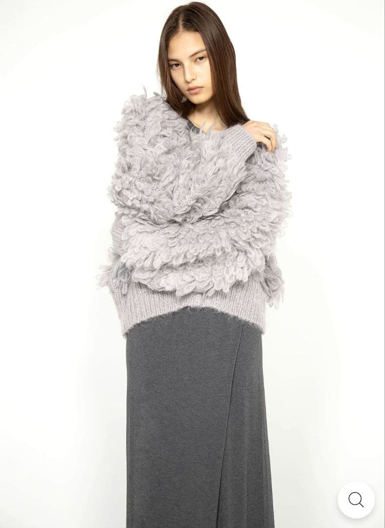 determ; Loopy Cardigan モヘヤ ウール混 グレージュ 美品