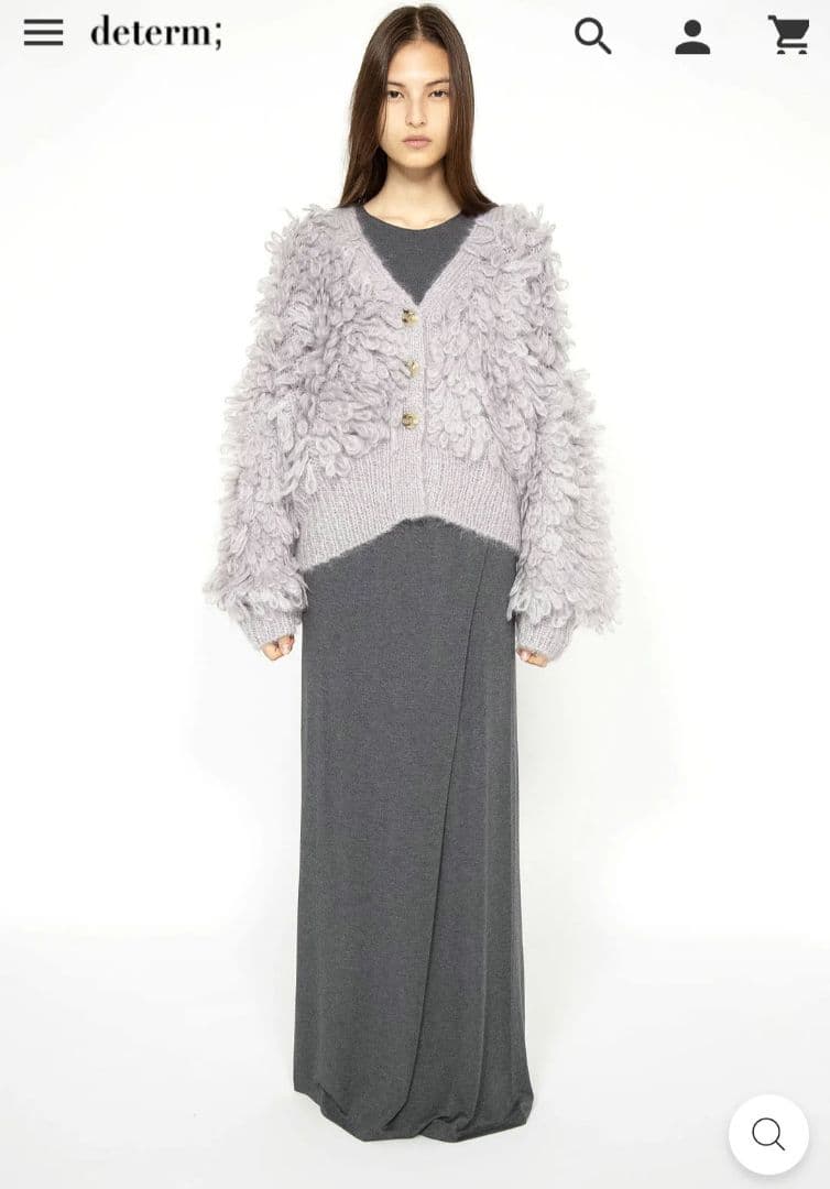 determ; Loopy Cardigan モヘヤ ウール混 グレージュ 美品
