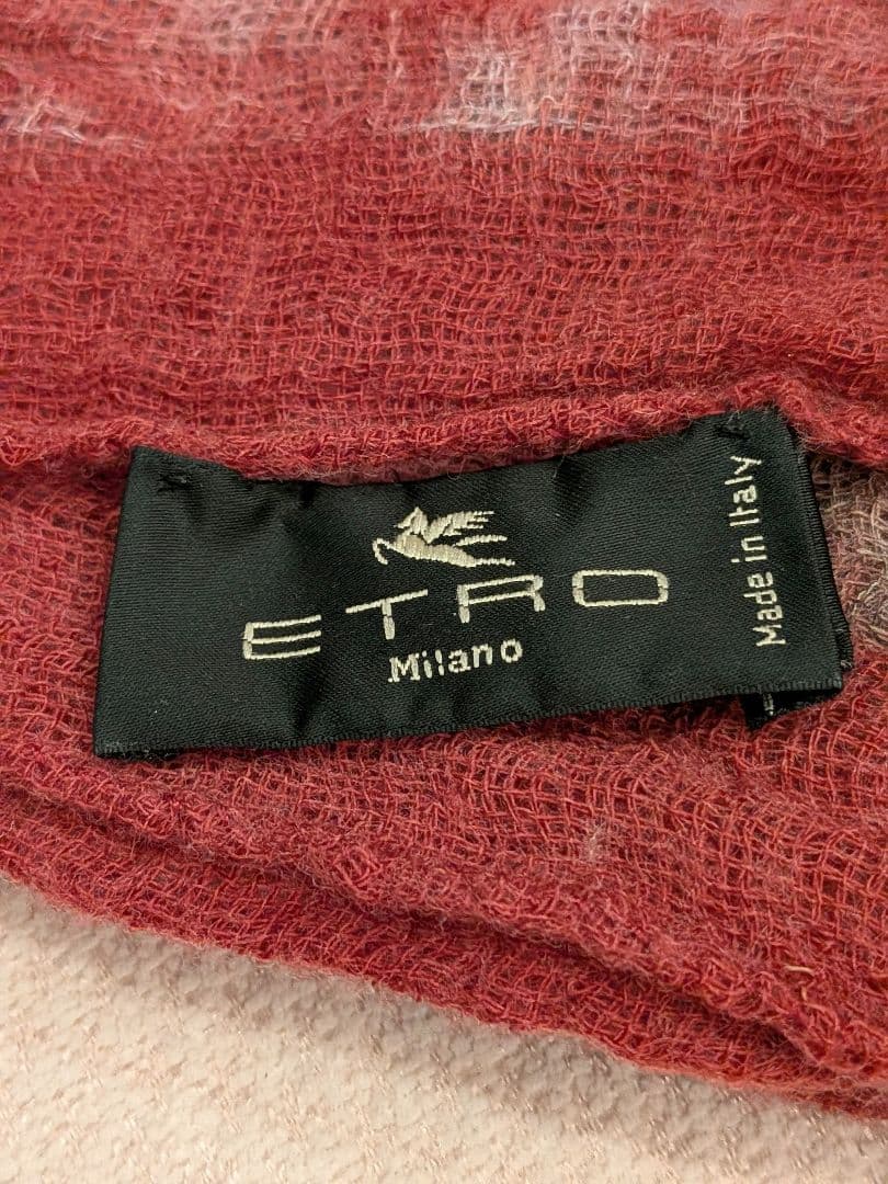 ETRO 　赤　ウールペイズリー柄ストール