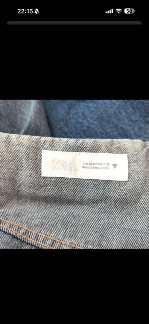 ザラ ZARA TRF折り返しウエストミッドライズデニムパンツ ダメージ 32