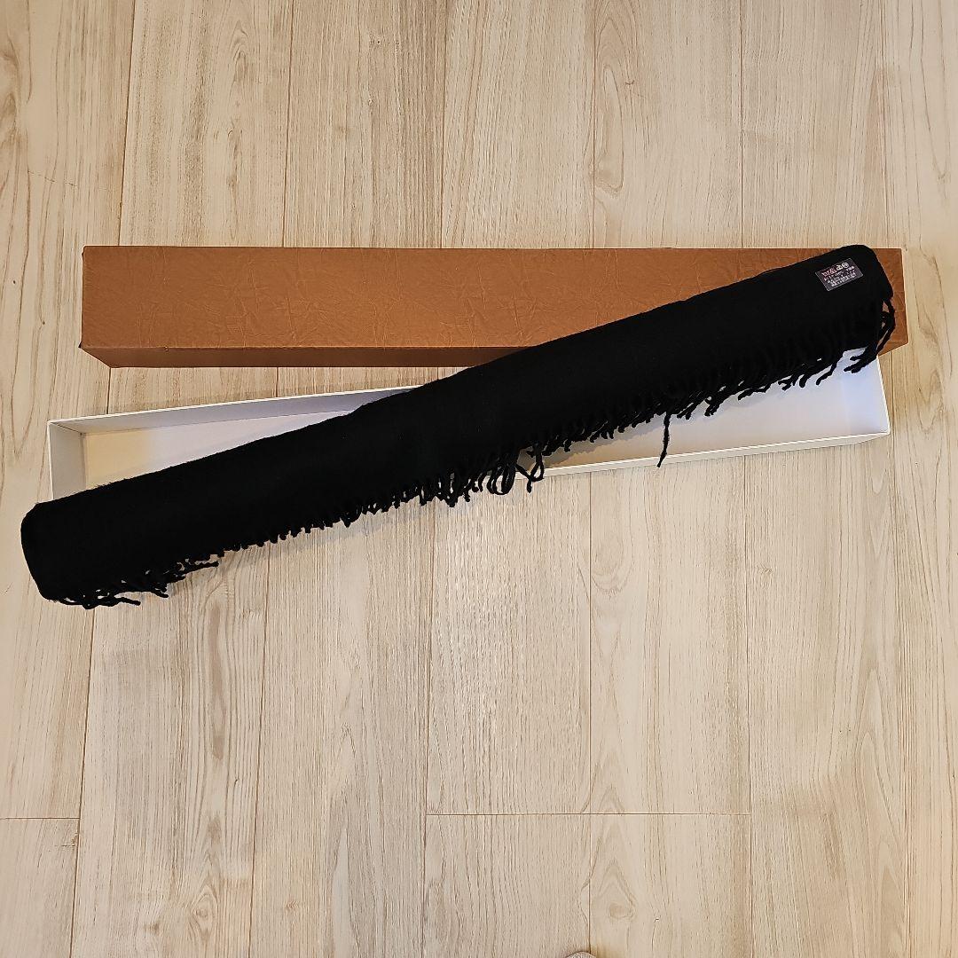■美品　カシミヤ100%　大判ストール　200×70 ブラック　超大判