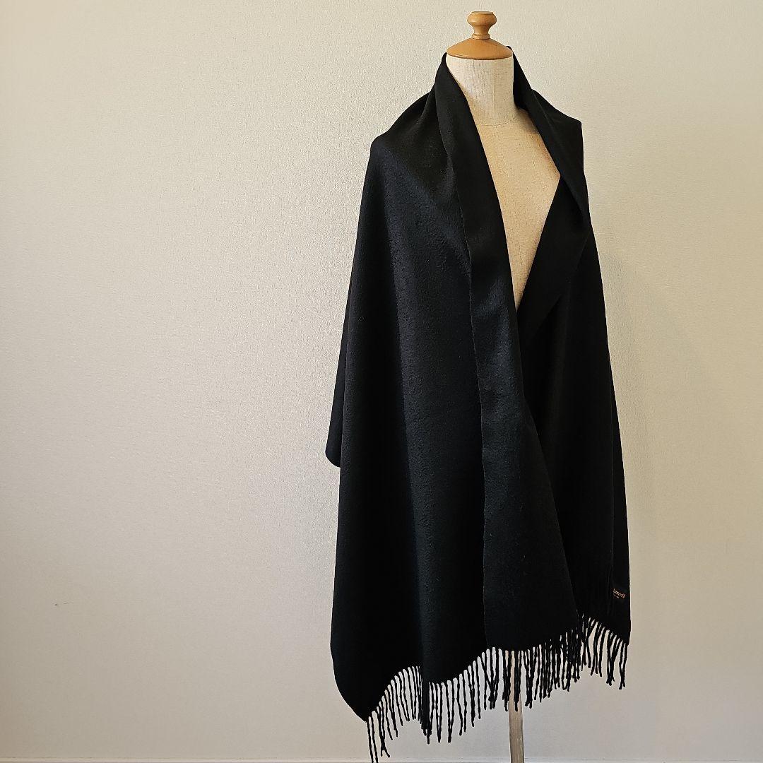 ■美品　カシミヤ100%　大判ストール　200×70 ブラック　超大判