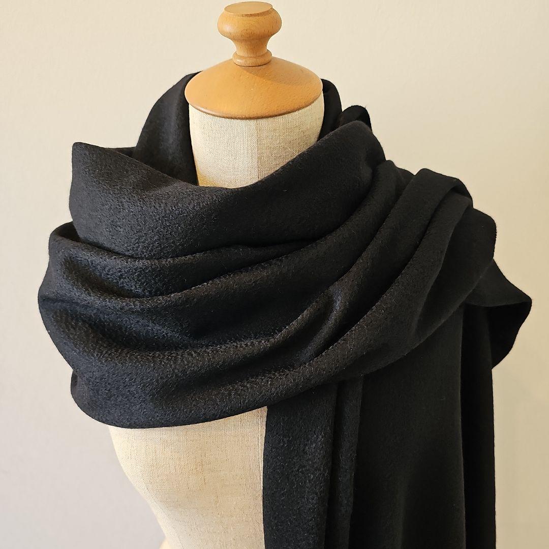 ■美品　カシミヤ100%　大判ストール　200×70 ブラック　超大判