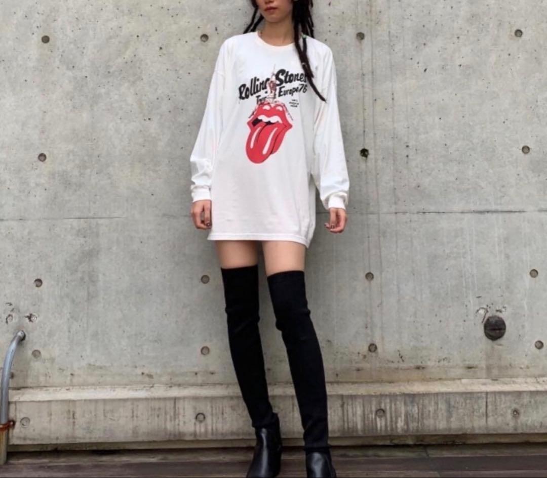 ヒステリックグラマー×ローリングストーンズ　ロングスリーブカットソー　長袖　黒
