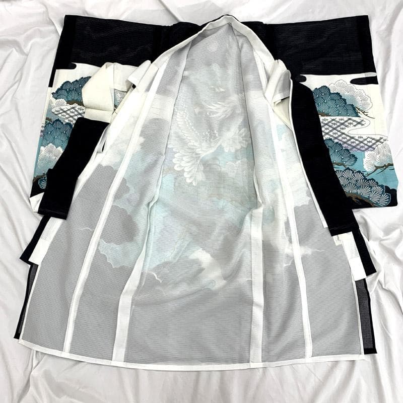 ■407ay25■お宮参り 男児 祝着 夏着物 掛着 熨斗目 長襦袢付■美品