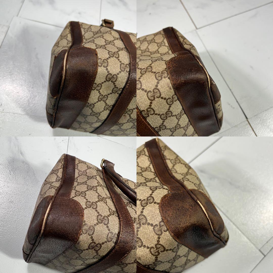 GUCCI グッチ ミニボストンバッグ GG柄 ブラウンpvcレザー