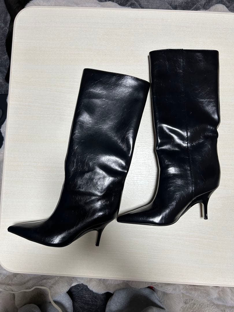 ZARA【キトゥンヒールニーハイブーツ】23.5cm
