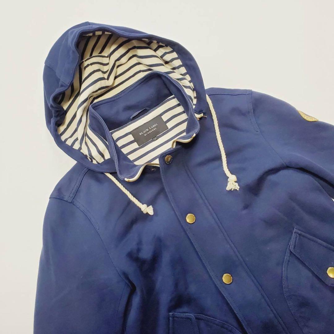 【希少】BURBERRY BLACKLABELマリンパーカー　金ボタン ワッペン