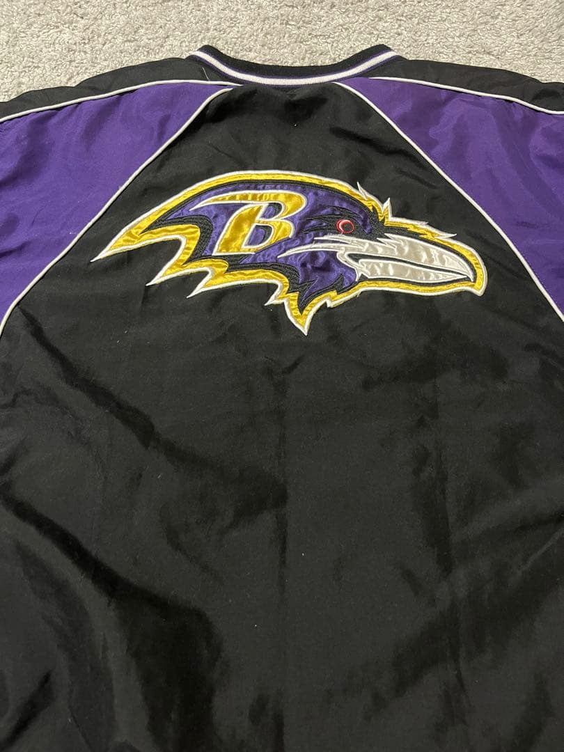 NFL レイブンズ ナイロンプルオーバー XL 黒紫 90s 古着 ストリート