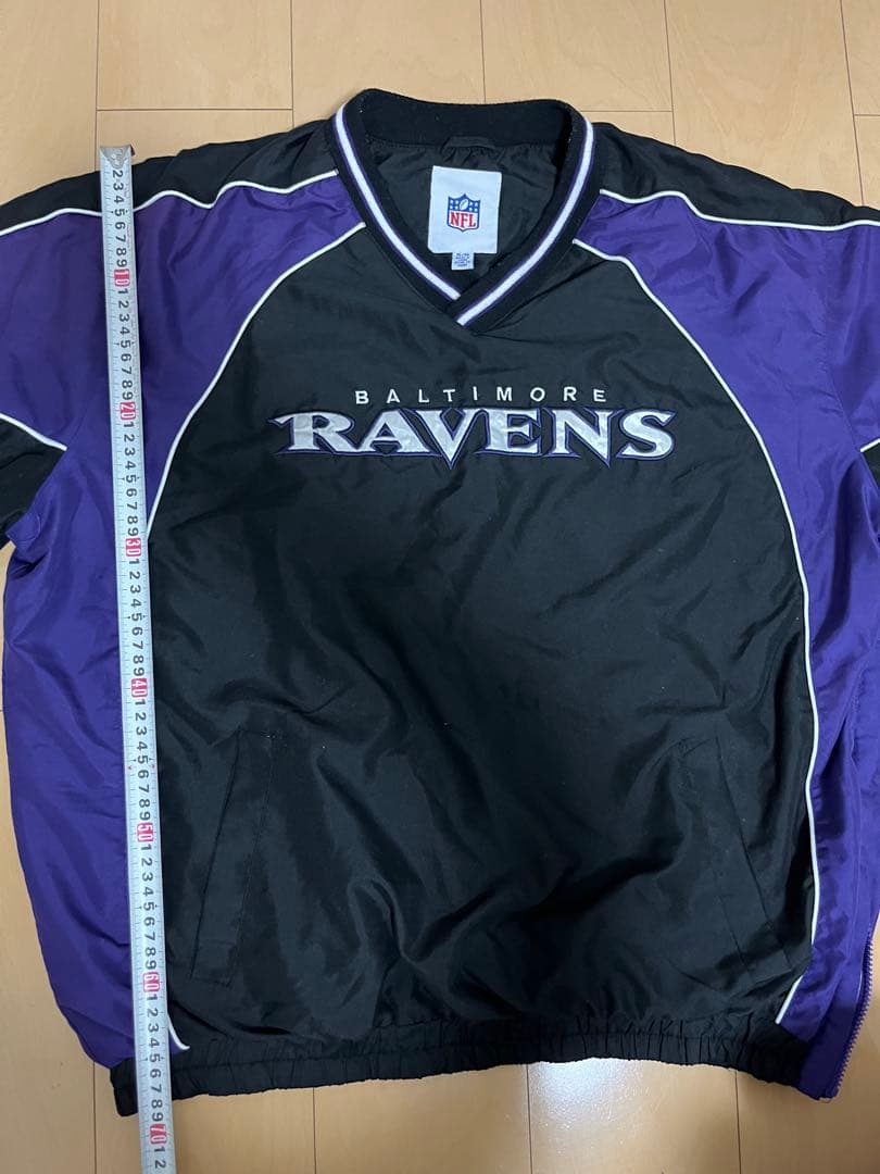 NFL レイブンズ ナイロンプルオーバー XL 黒紫 90s 古着 ストリート