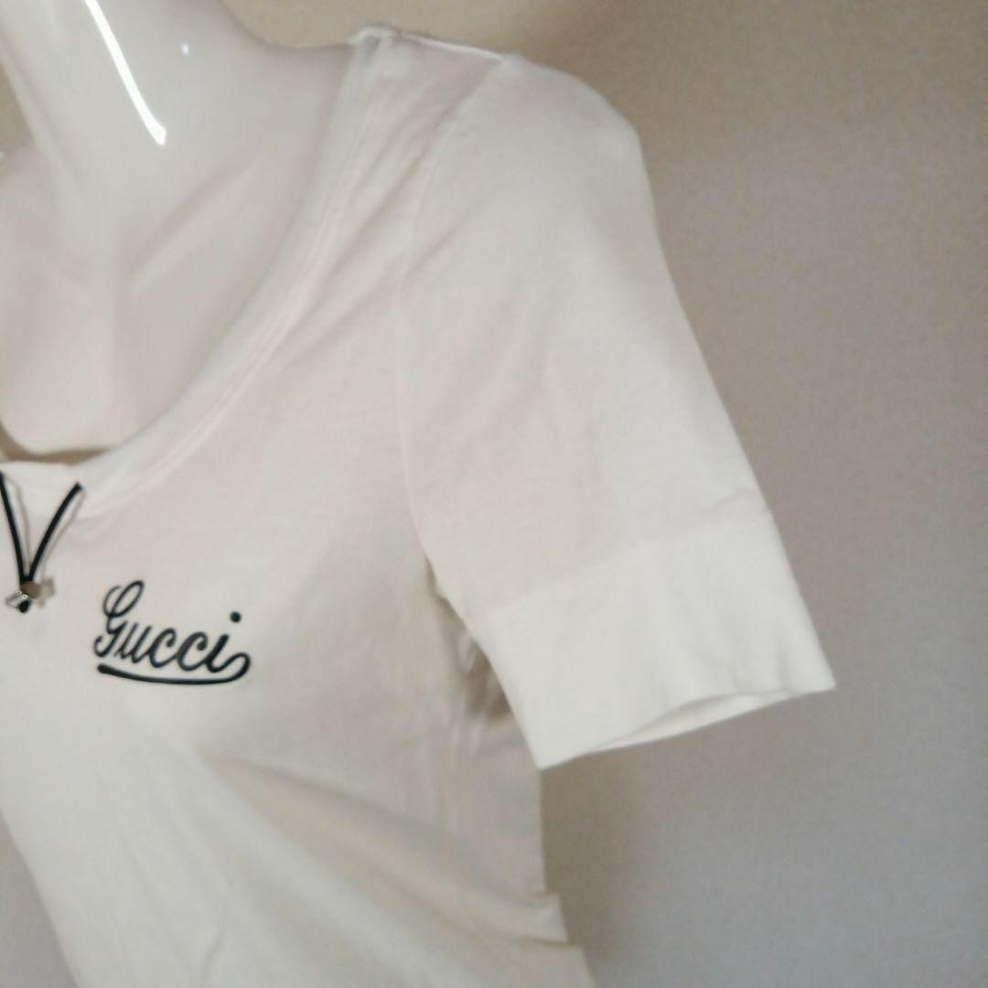 レア✨正規品✨グッチ　Tシャツ　カットソー　ドローコードネック　ホワイト　白