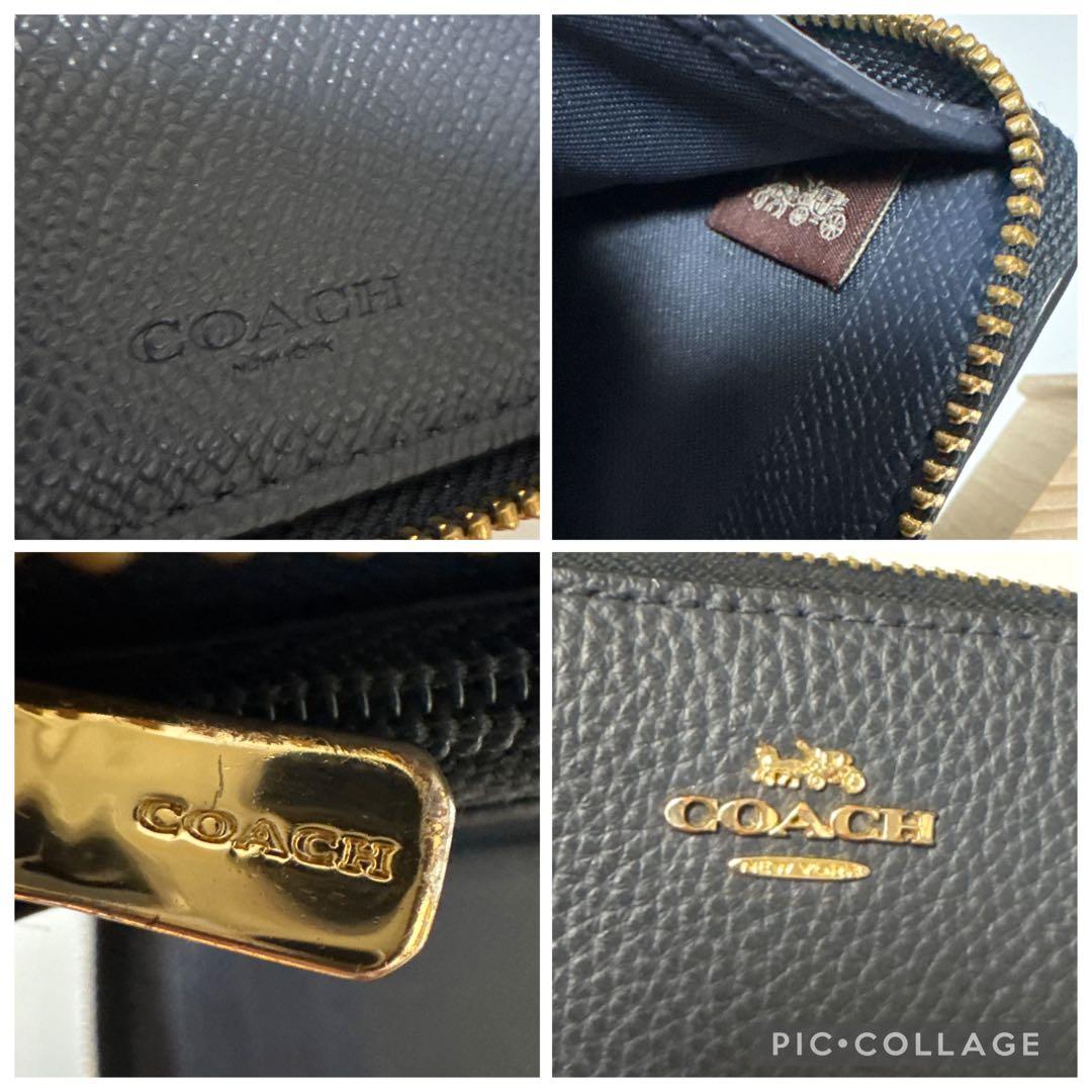未使用　日本未発売　COACH ネイビー 二つ折り財布　スモール ジップ