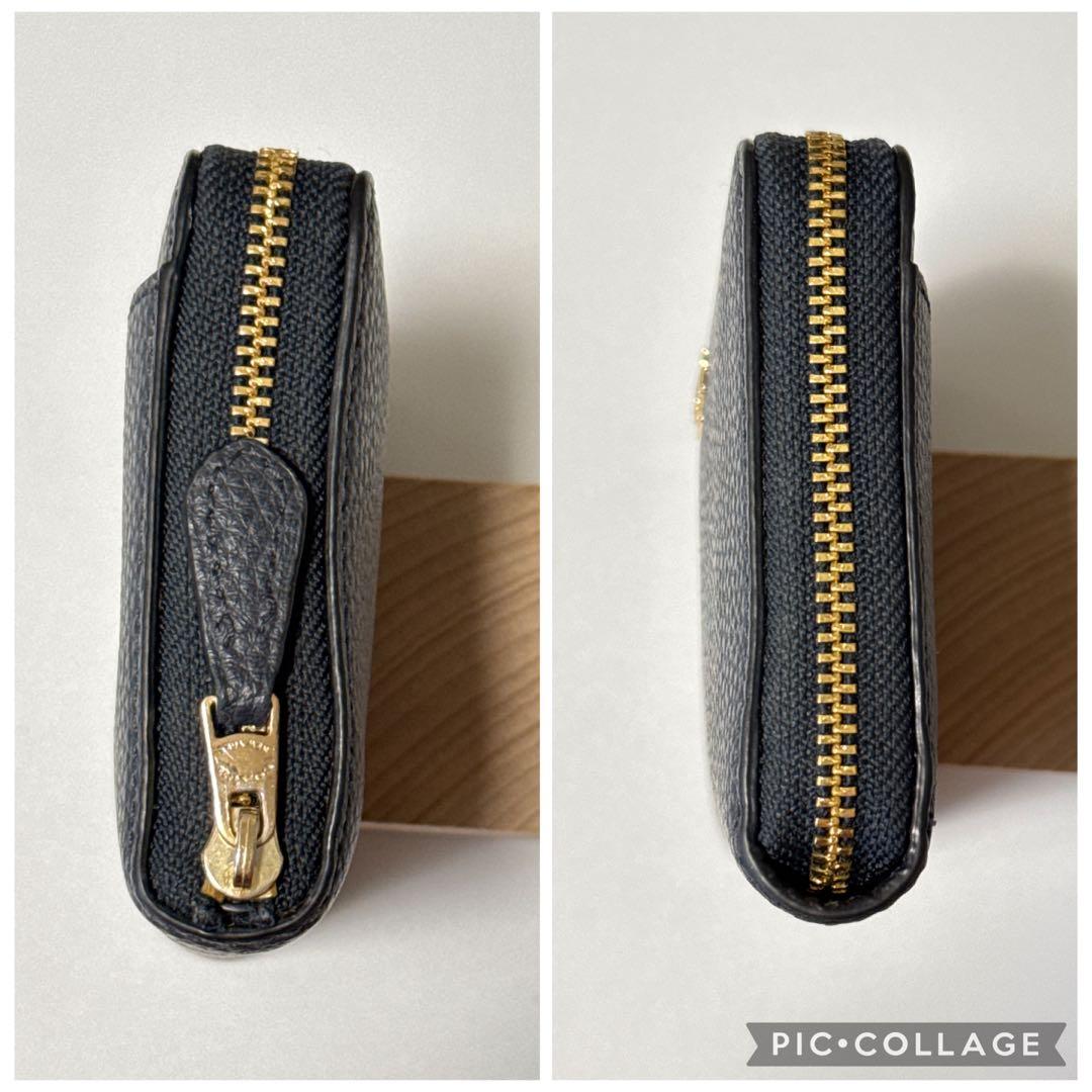 未使用　日本未発売　COACH ネイビー 二つ折り財布　スモール ジップ