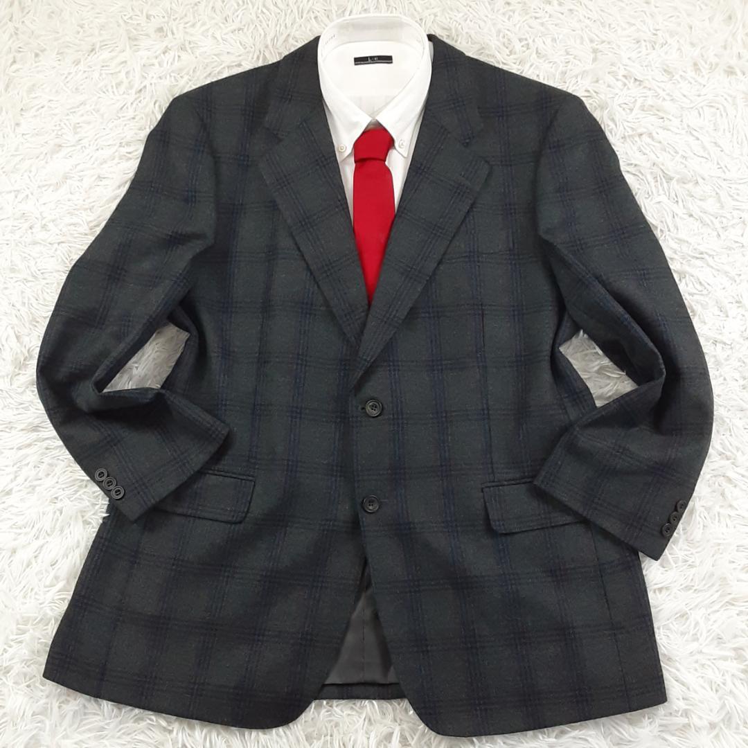 美品◎DAKS ダックス テーラードジャケット グレー チェック 日本製 総裏地