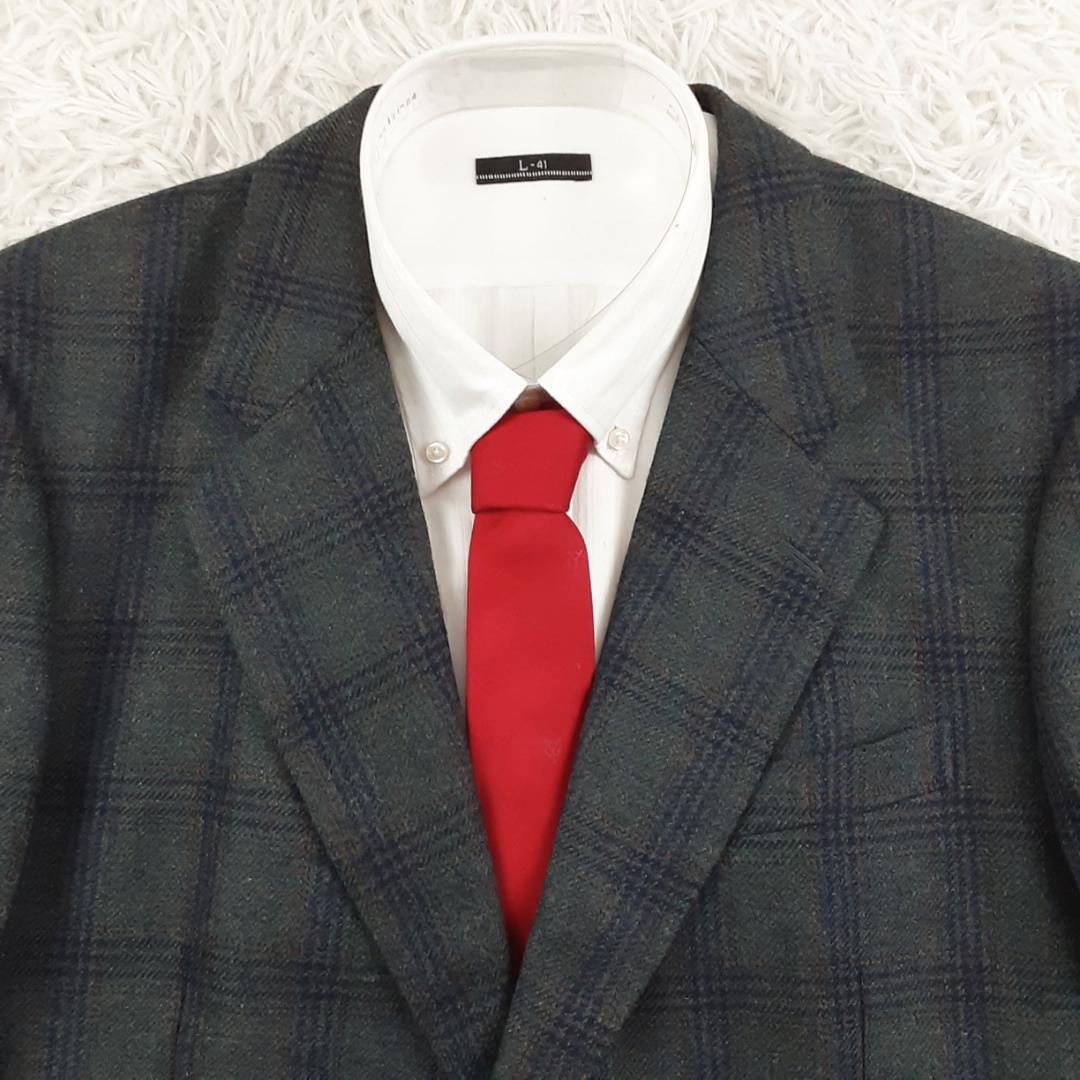美品◎DAKS ダックス テーラードジャケット グレー チェック 日本製 総裏地