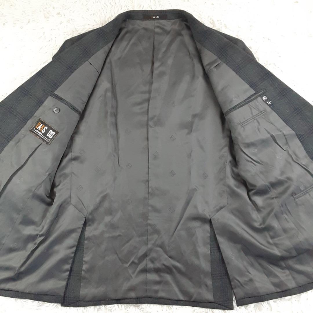 美品◎DAKS ダックス テーラードジャケット グレー チェック 日本製 総裏地