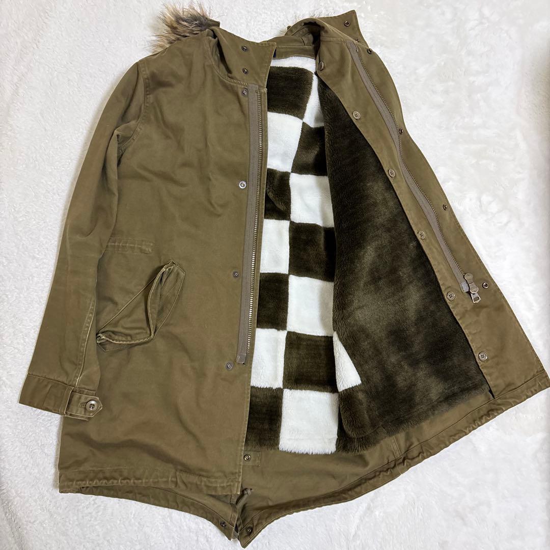 FRED PERRY モッズコート S カーキ ライナー付 ブロックチェック