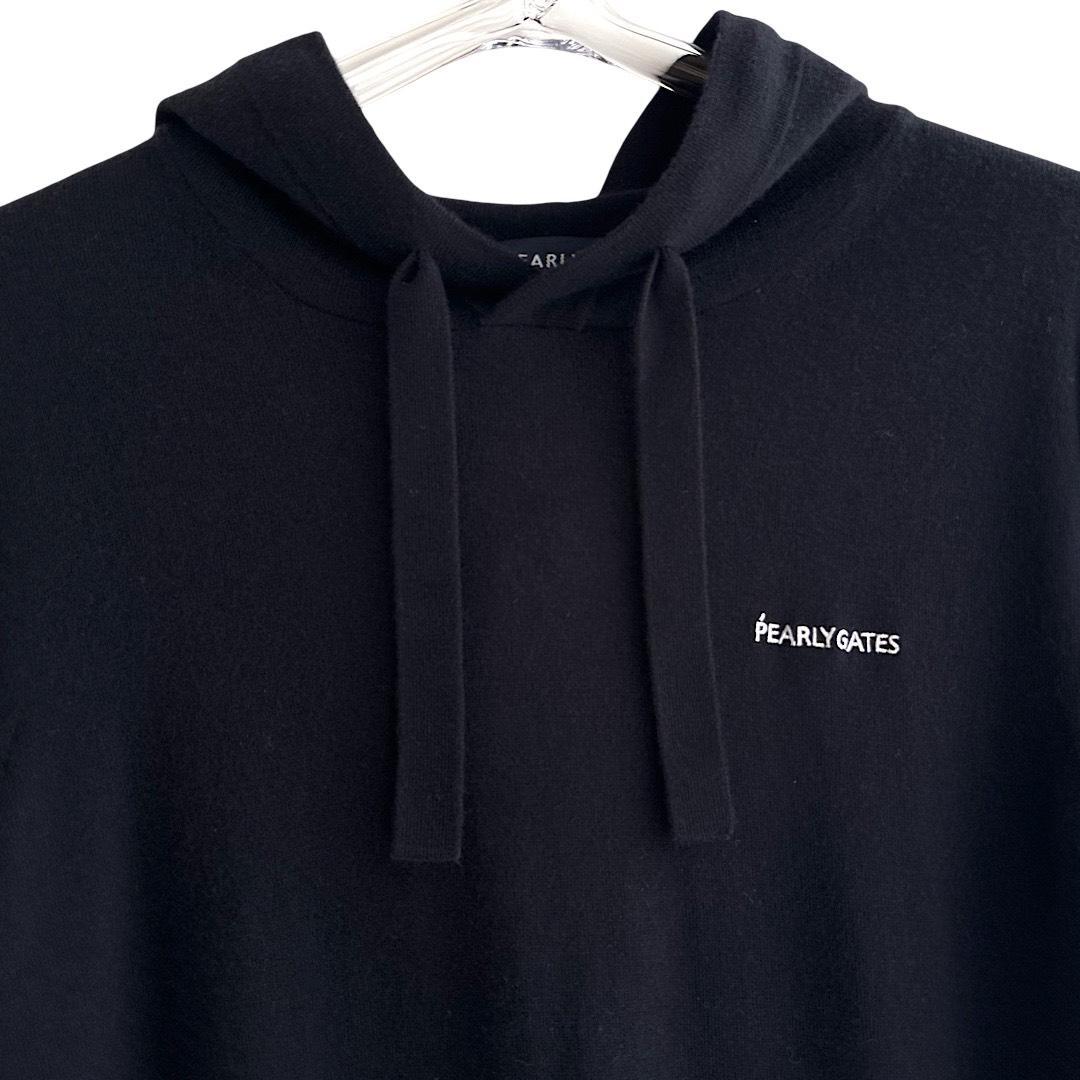 532★パーリーゲイツ 定価49,500円カシミヤフーディプルオーバー紺サイズ6