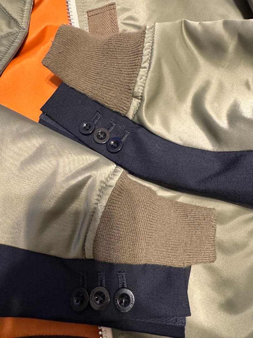 sacai MA-1 ドッキングボンバージャケット カーキ×ネイビー