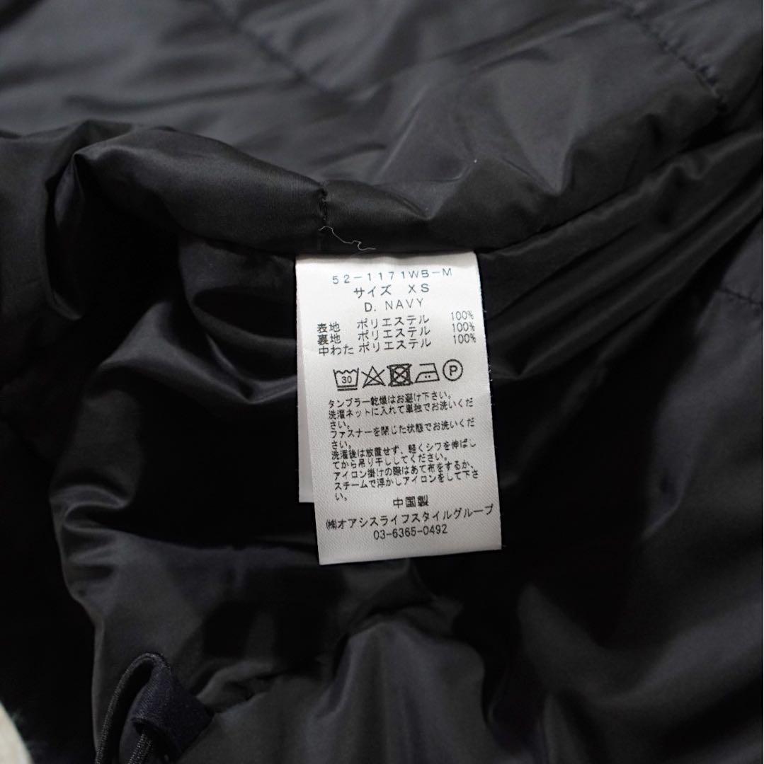 美品 大きめ《WWS》洗えるウォームテックコート(XS)ネイビー サーモライト
