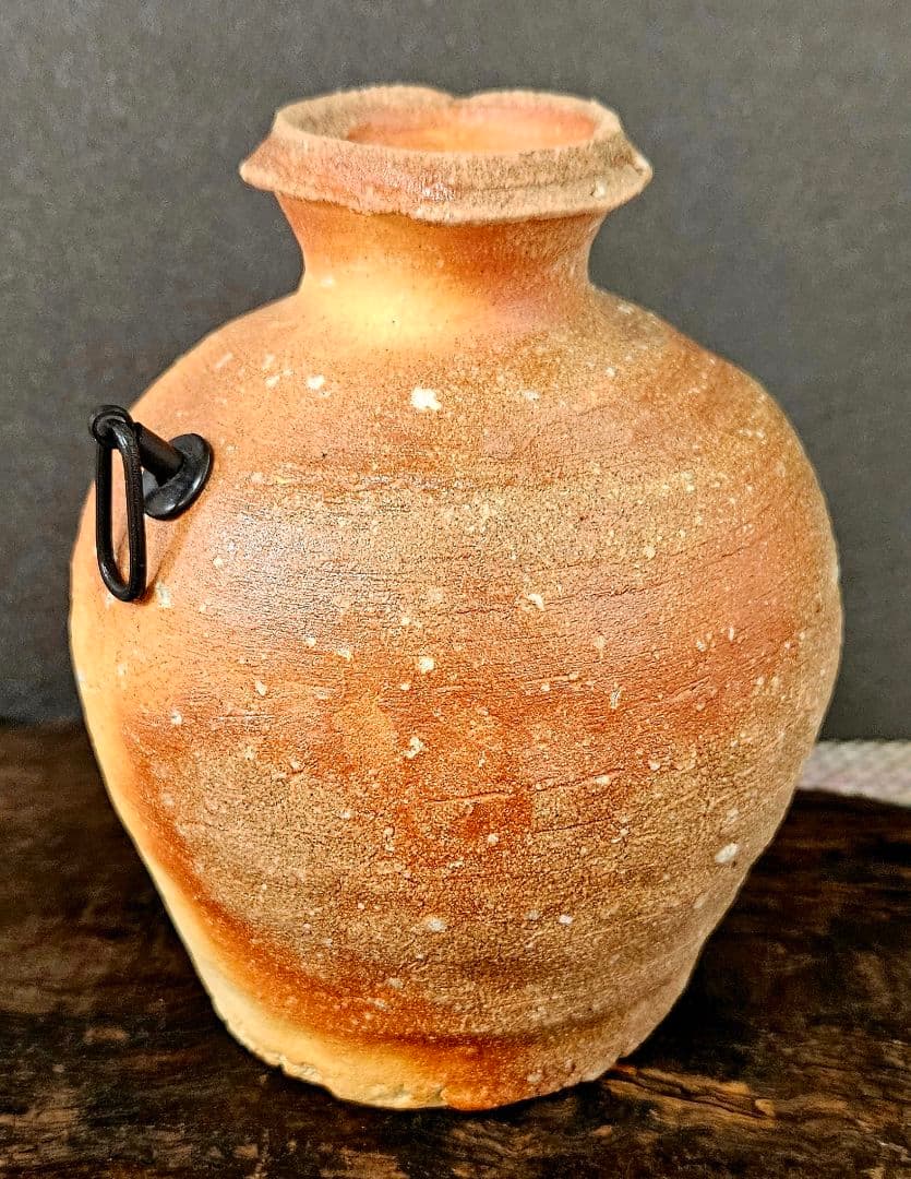 信楽焼　高橋光三 作　五代高橋楽斎　 蹲掛花入　茶道具茶器　 共箱　14.0cm