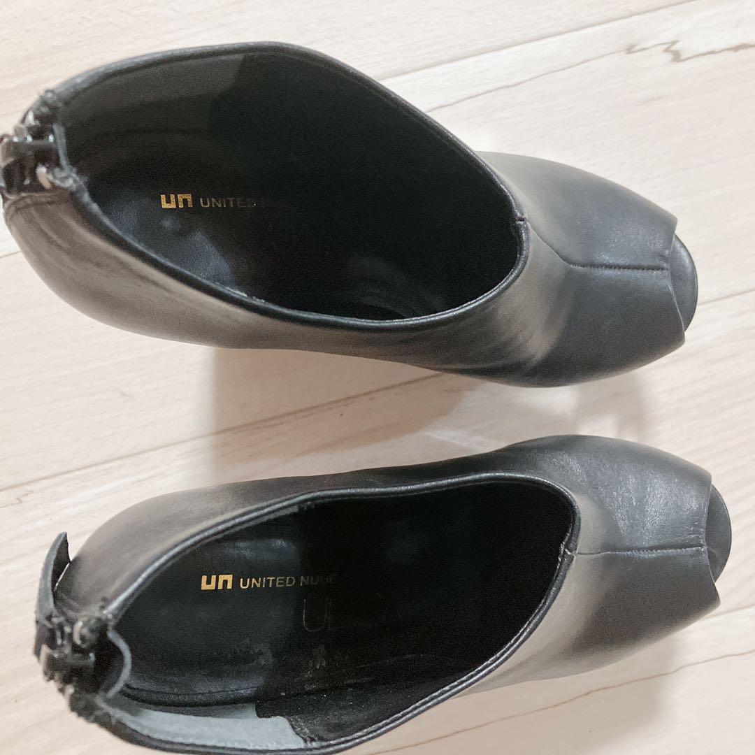 UNITED NUDE オープントゥブーティ 黒　レザー　37サイズ