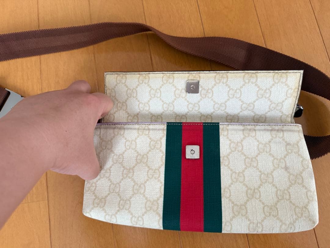 GUCCI GGプラス シェリーライン ウエストポーチ ボディバッグ
