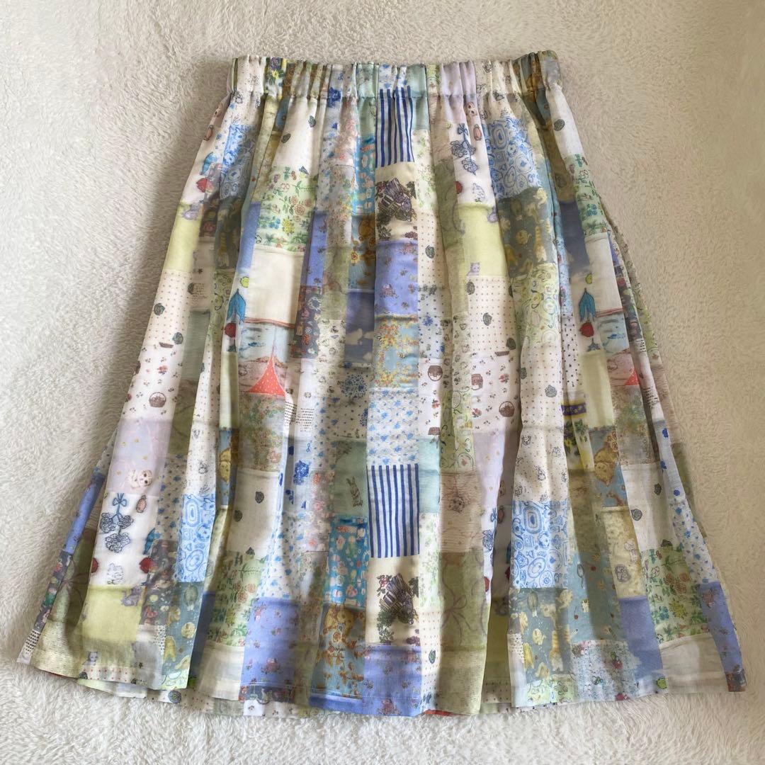 【美品】 フランシュリッペ　大きいサイズ　パッチワーク　ロングスカート　総柄