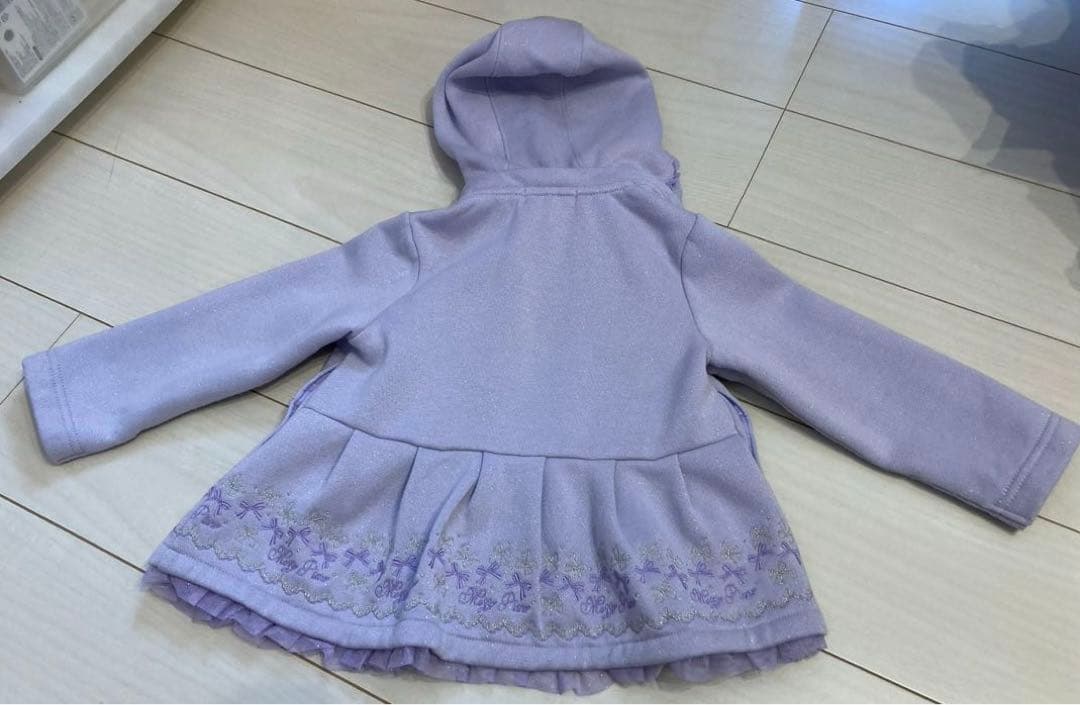 美品　メゾピアノ ボアライナー付きりぼん刺繍3wayブルゾン