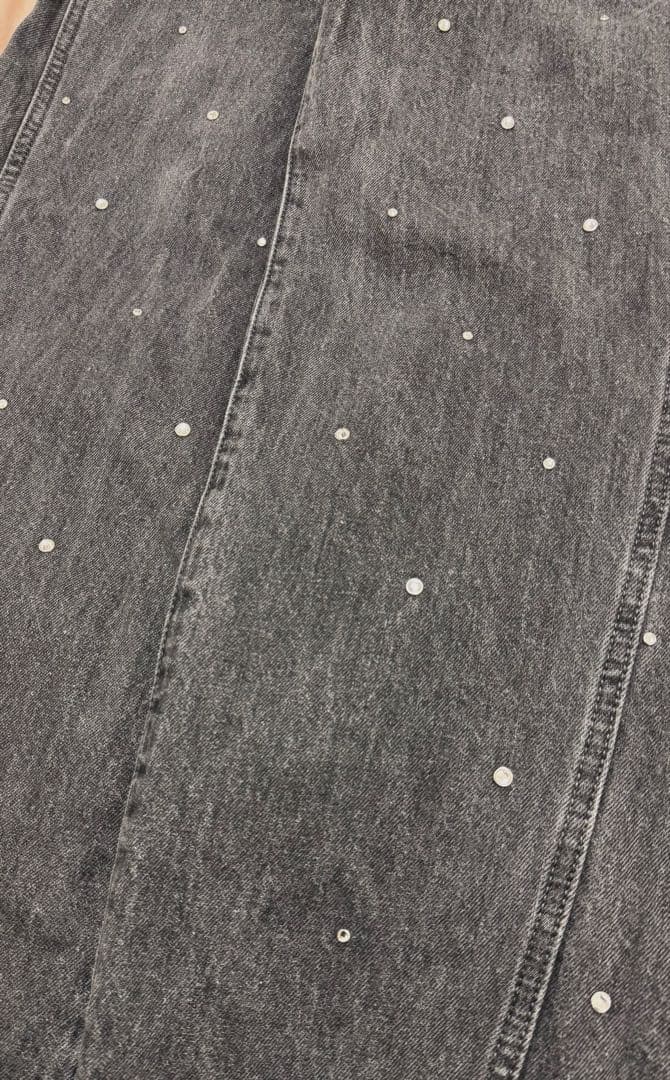 SNIDEL ラインストーンデニムパンツ　BLK 0サイズ