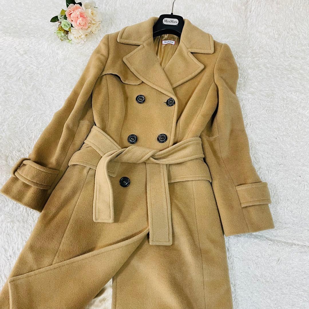 MaxMara✨MAX&CO カシミヤ混 ロングコート 36 キャメル　ベルト