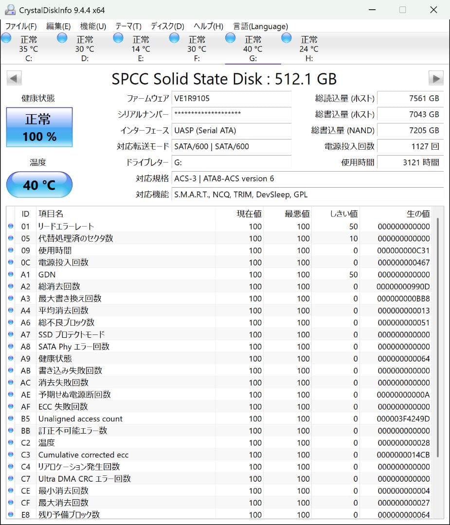 【正常100%】シリコンパワー SSD 512GB 2.5インチ 7mm A55