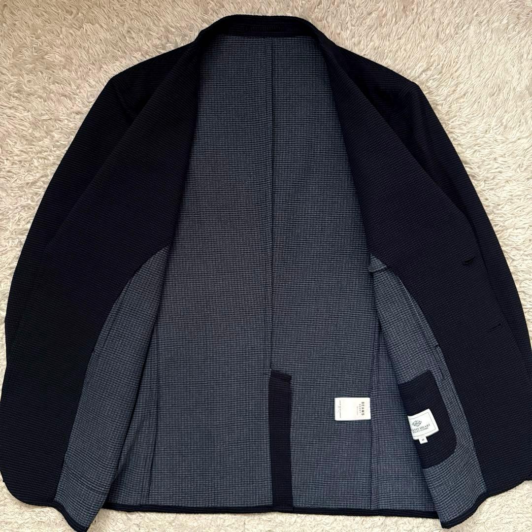 ★希少 シアサッカー★ BEAMS テーラード ジャケット ストレッチ 紺 L