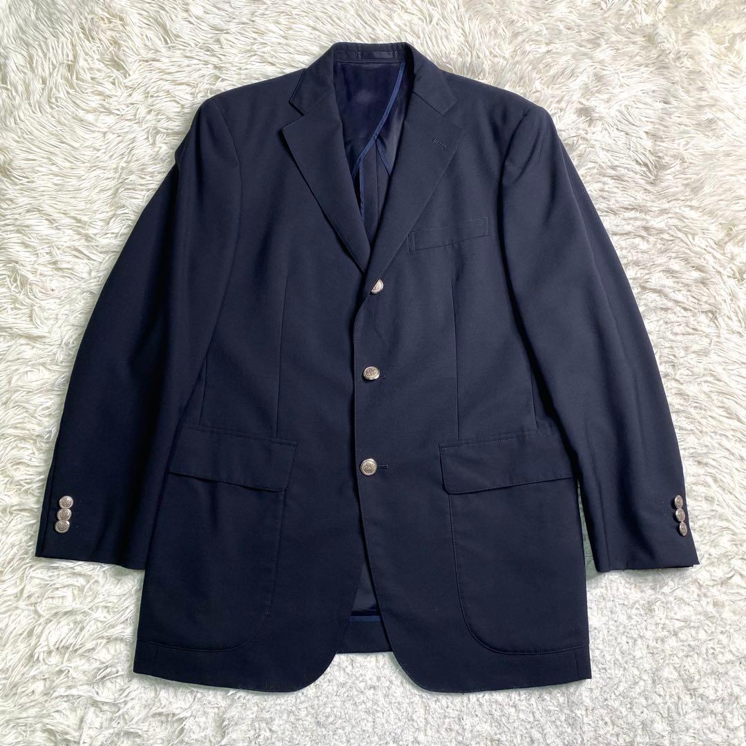 美品✨J.PRESS テーラード 紺ブレ L 銀ボタン 毛 ポリエステル メンズ