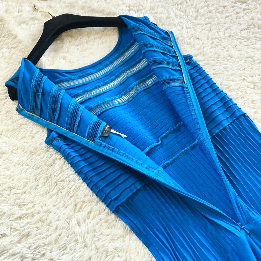 【美品】タダシショージ ロイヤルブルー ピンタックドレス フレア ワンピース